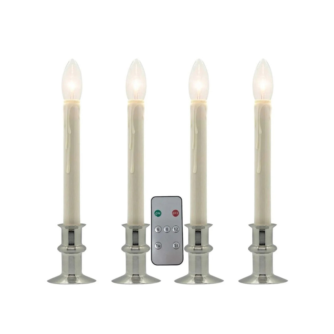 Window Hugger Battery Operated Candle with LED Bulb Brushed Nickel