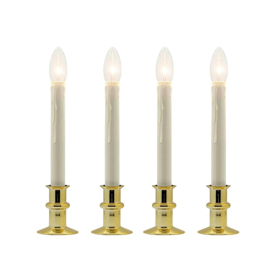 Traditional Battery Operated Window Candle with LED Bulb Brass