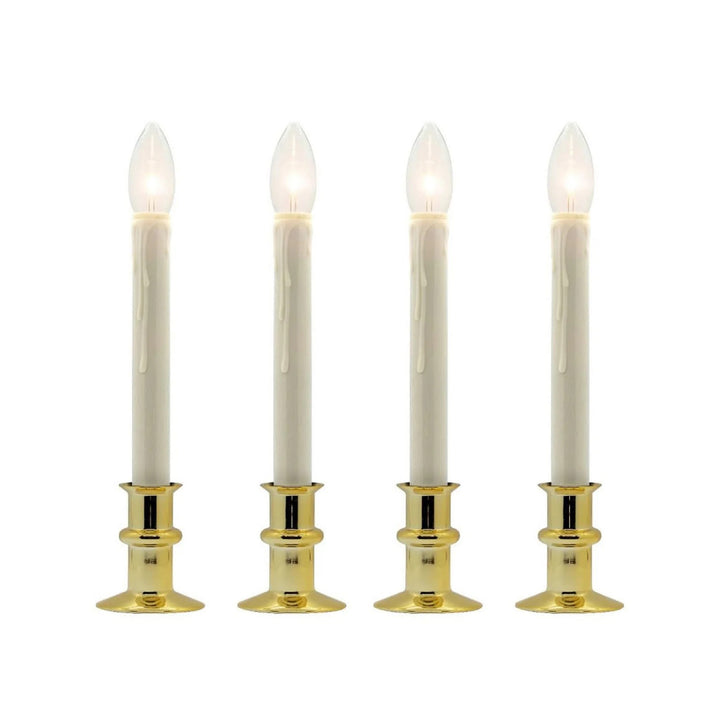 Traditional Battery Operated Window Candle with LED Bulb Brass