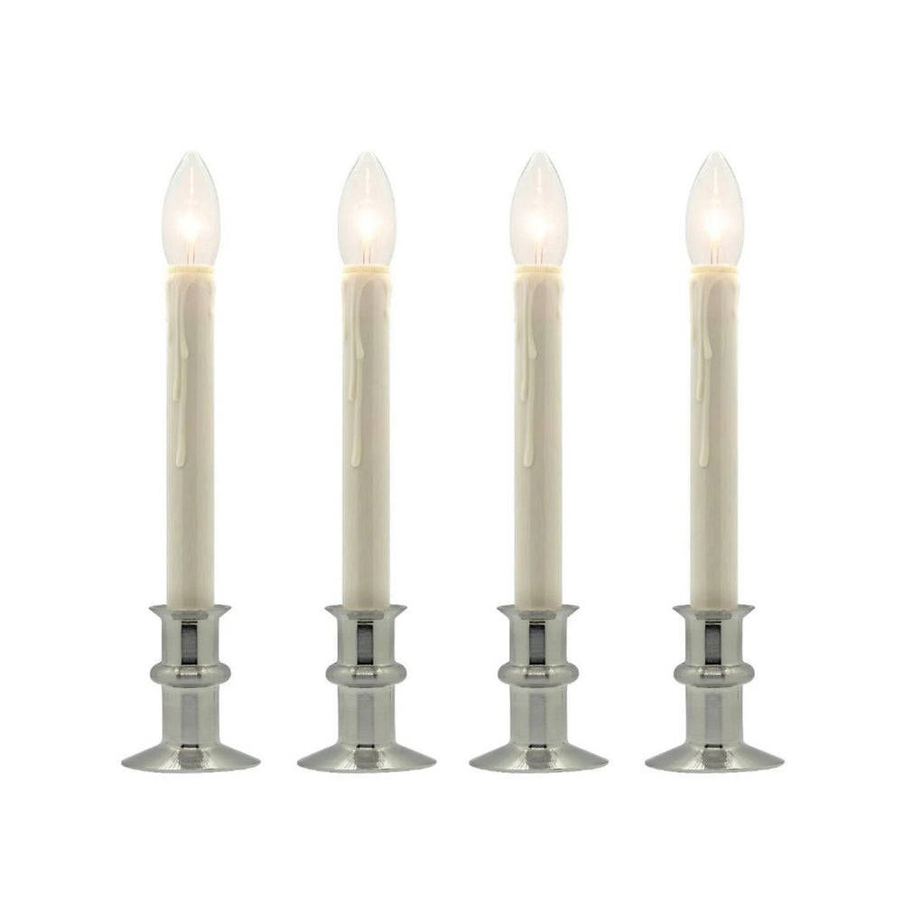 Traditional Battery Operated Window Candle with LED Bulb Brushed Nickel