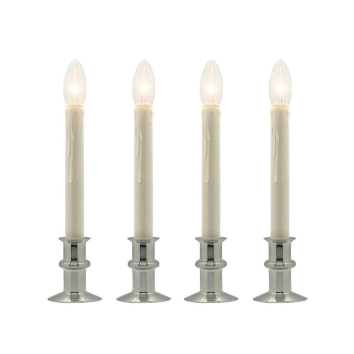 Traditional Battery Operated Window Candle with LED Bulb Brushed Nickel