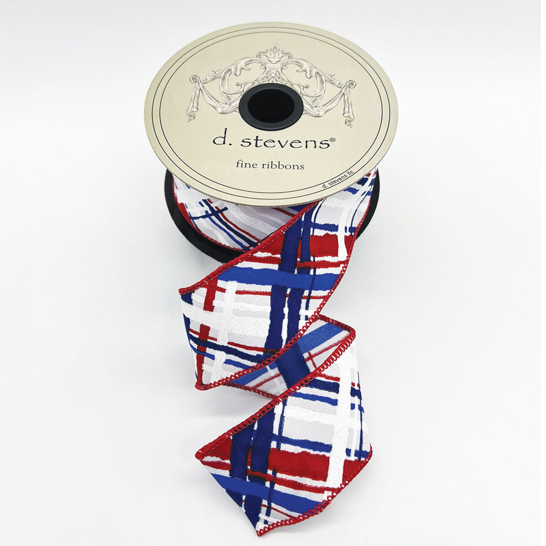 Watercolor Plaid UsA Ribbon 1.5 Inches