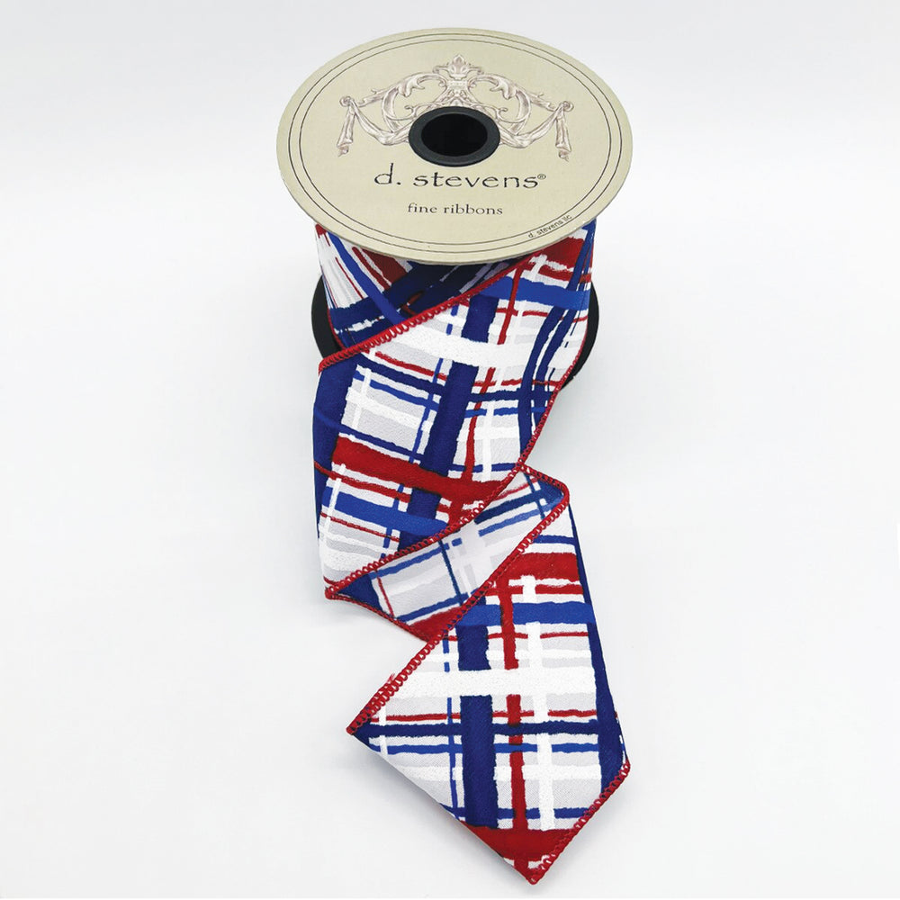 Watercolor Plaid UsA Ribbon 2.5 Inches