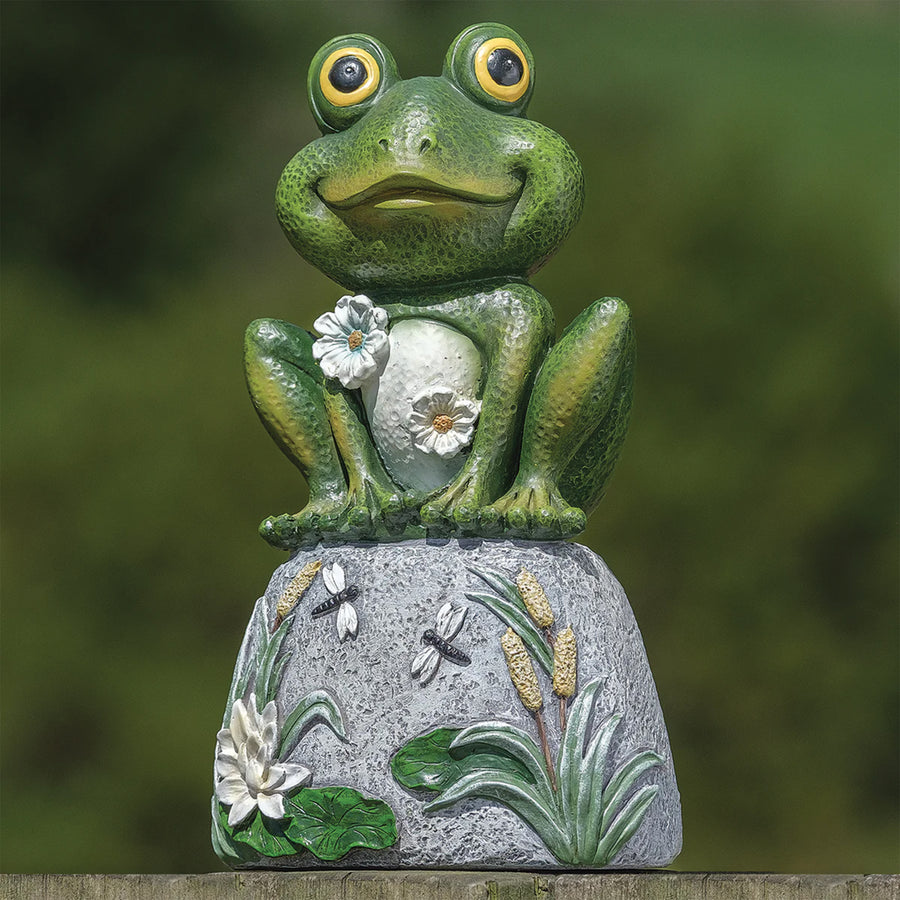 Frog on Stone Statue