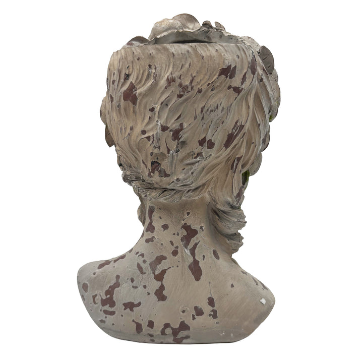 Lady Bust Planter With Moss-Like Finish