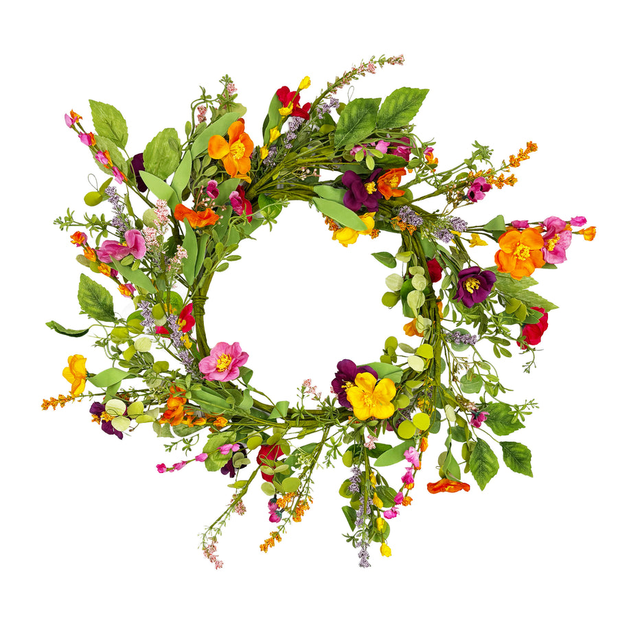 Summer Primula Artificial Wreath