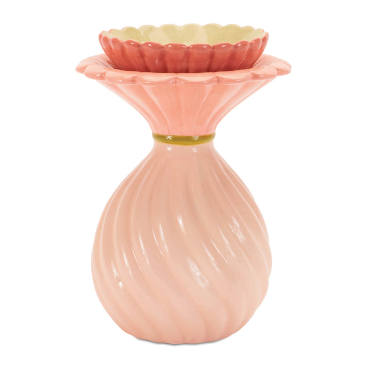 Floral Glass Candle Holder 6 Inches