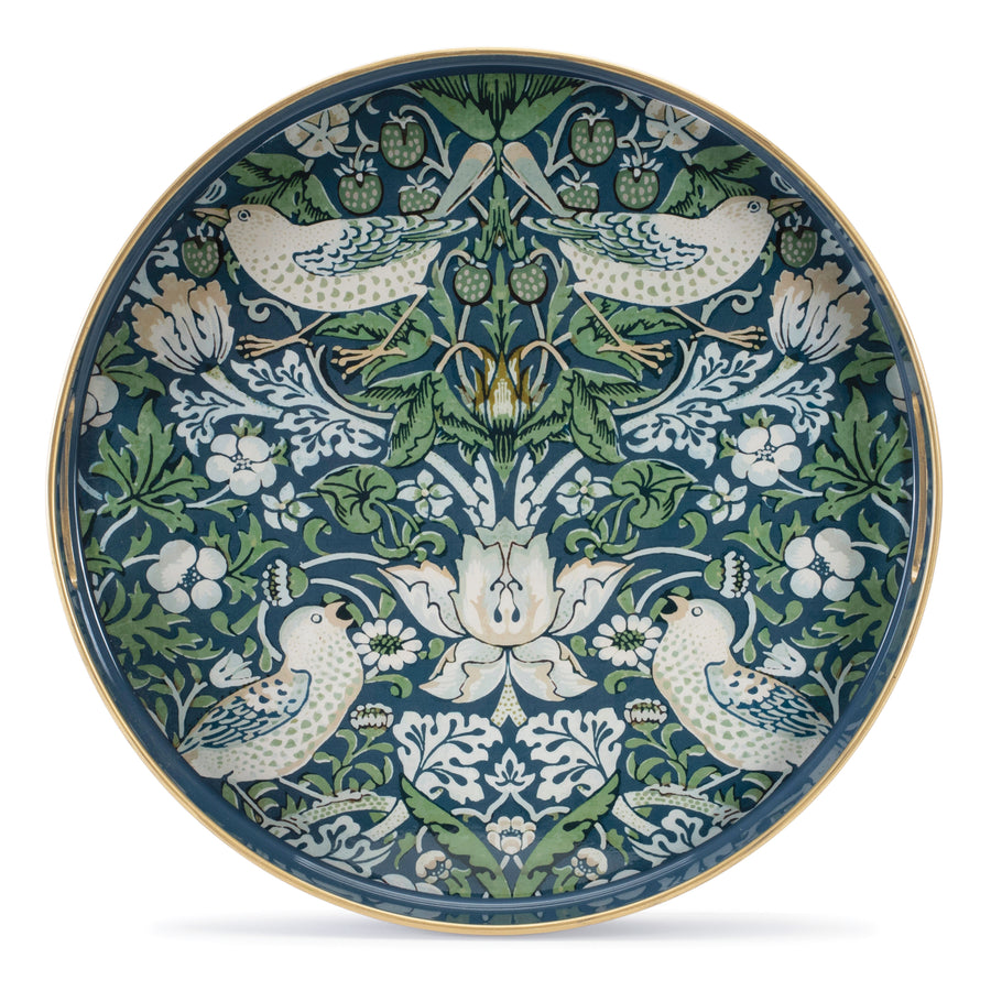Dark Green & Floral Serving Tray