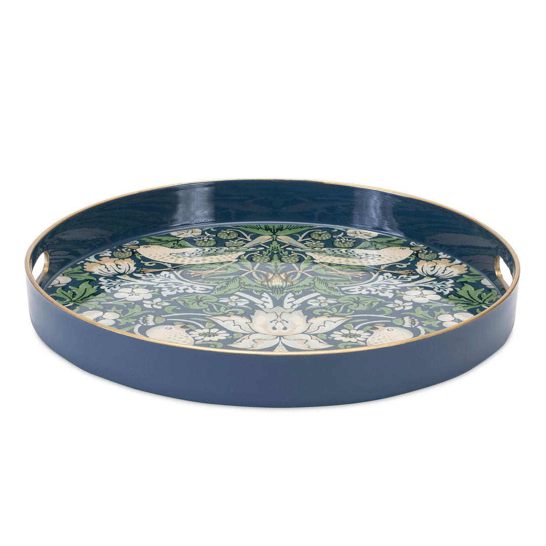 Dark Green & Floral Serving Tray