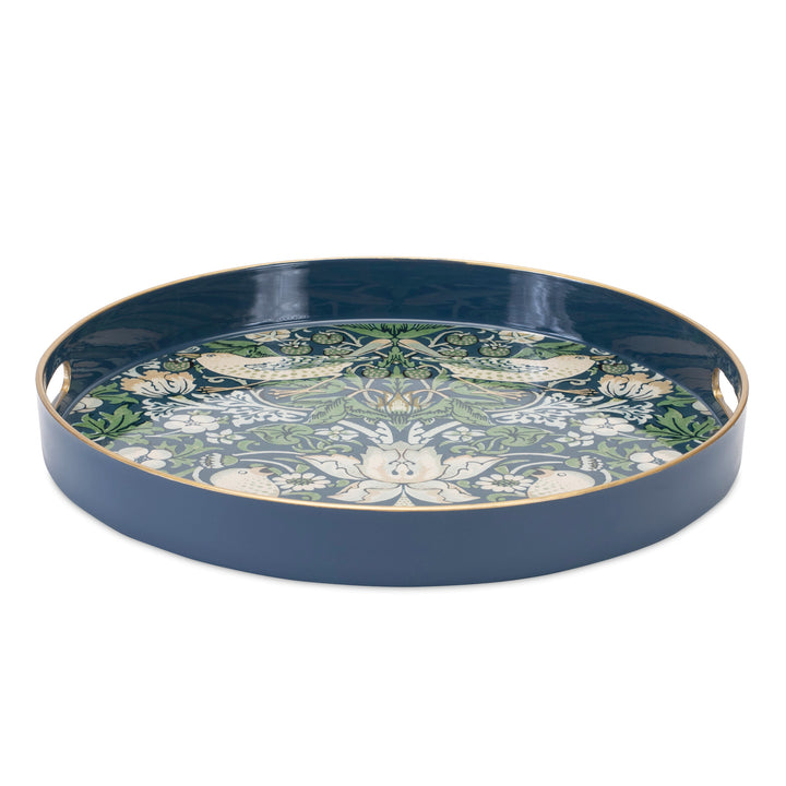 Dark Green & Floral Serving Tray