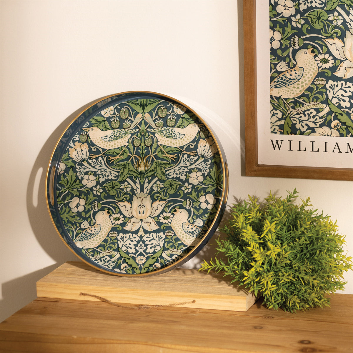 Dark Green & Floral Serving Tray