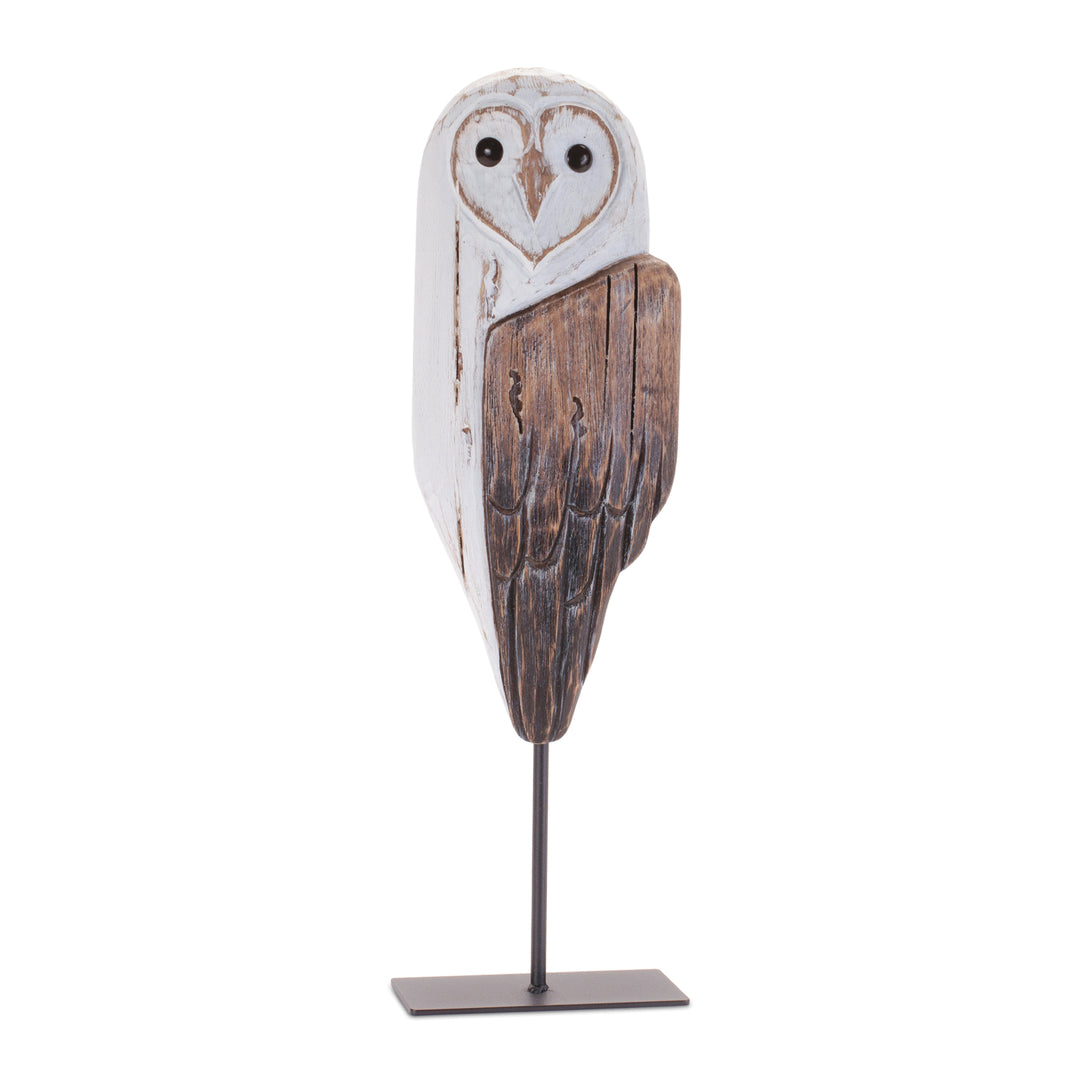 Wooden Owl Figure On Stand