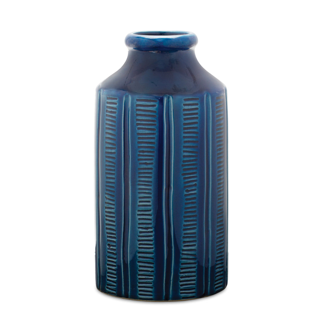 Blue Terra Cotta Bottle Vase