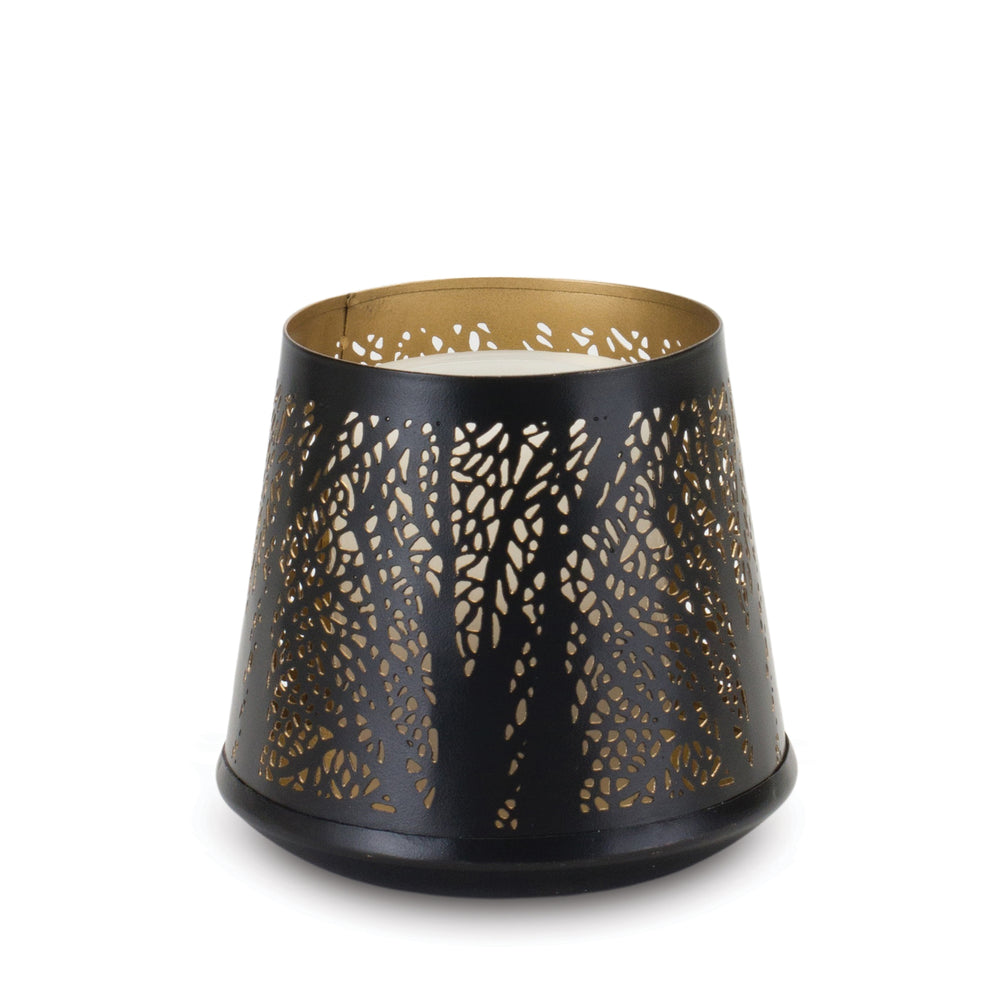 Black & Gold Forest Cut Out Candle Holder 5 x 4.75 Inches