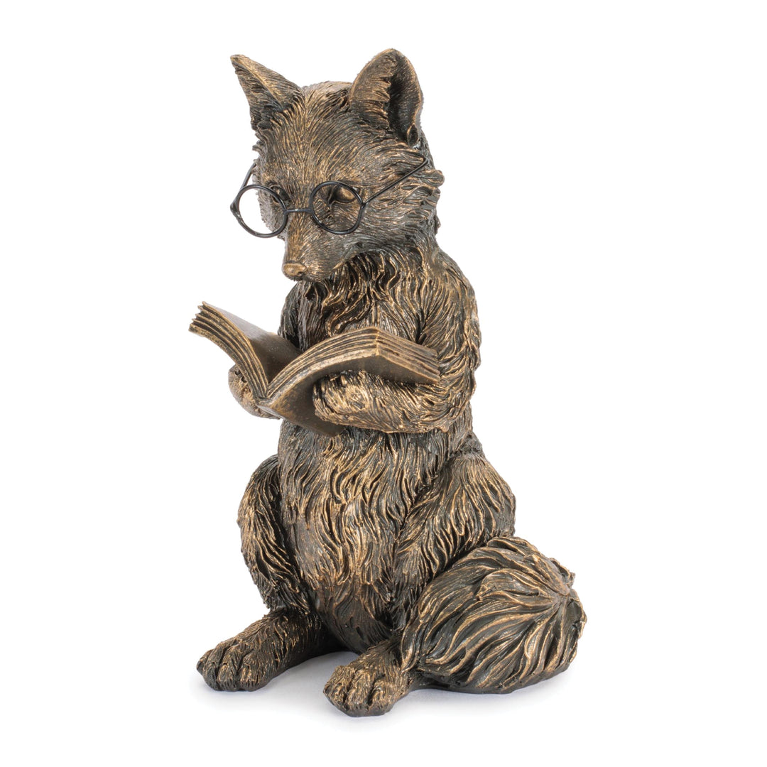 Gold Fox Reading Figurine