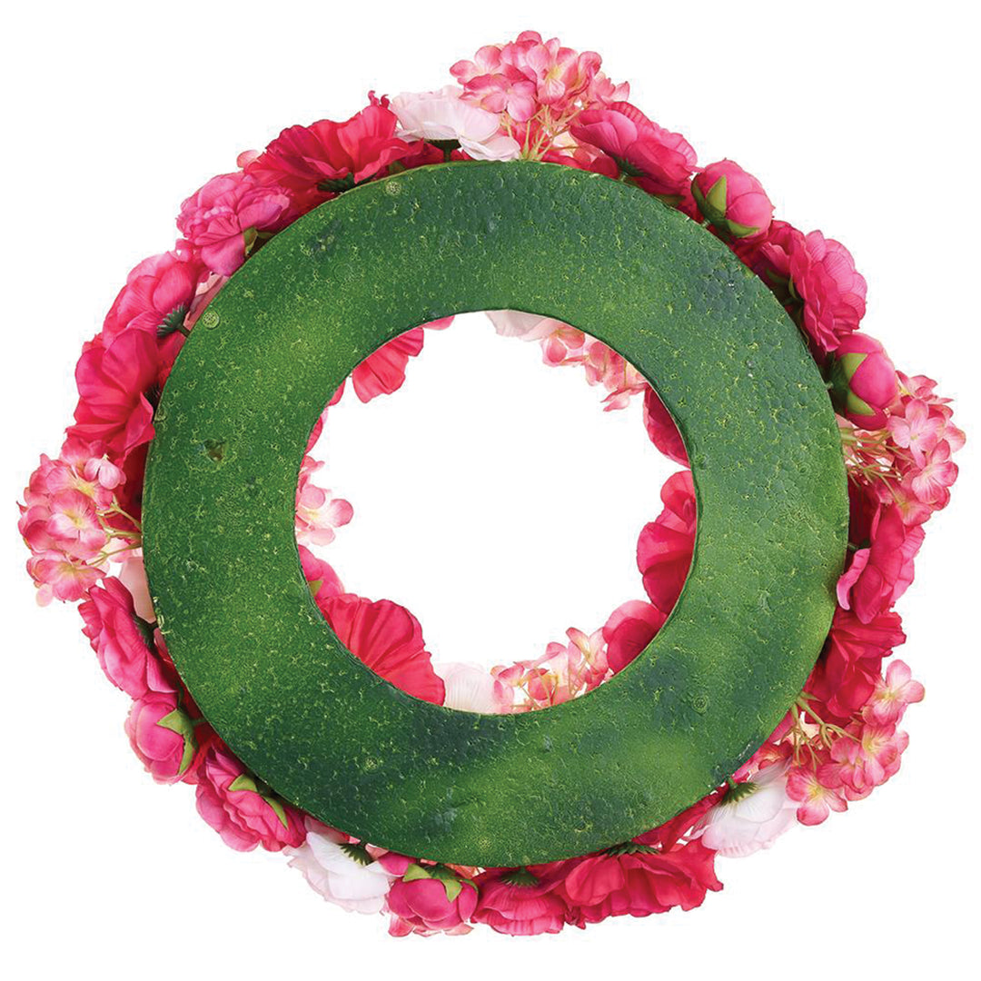 Artificial Beauty Pink Ranunculus & Hydrangea Wreath
