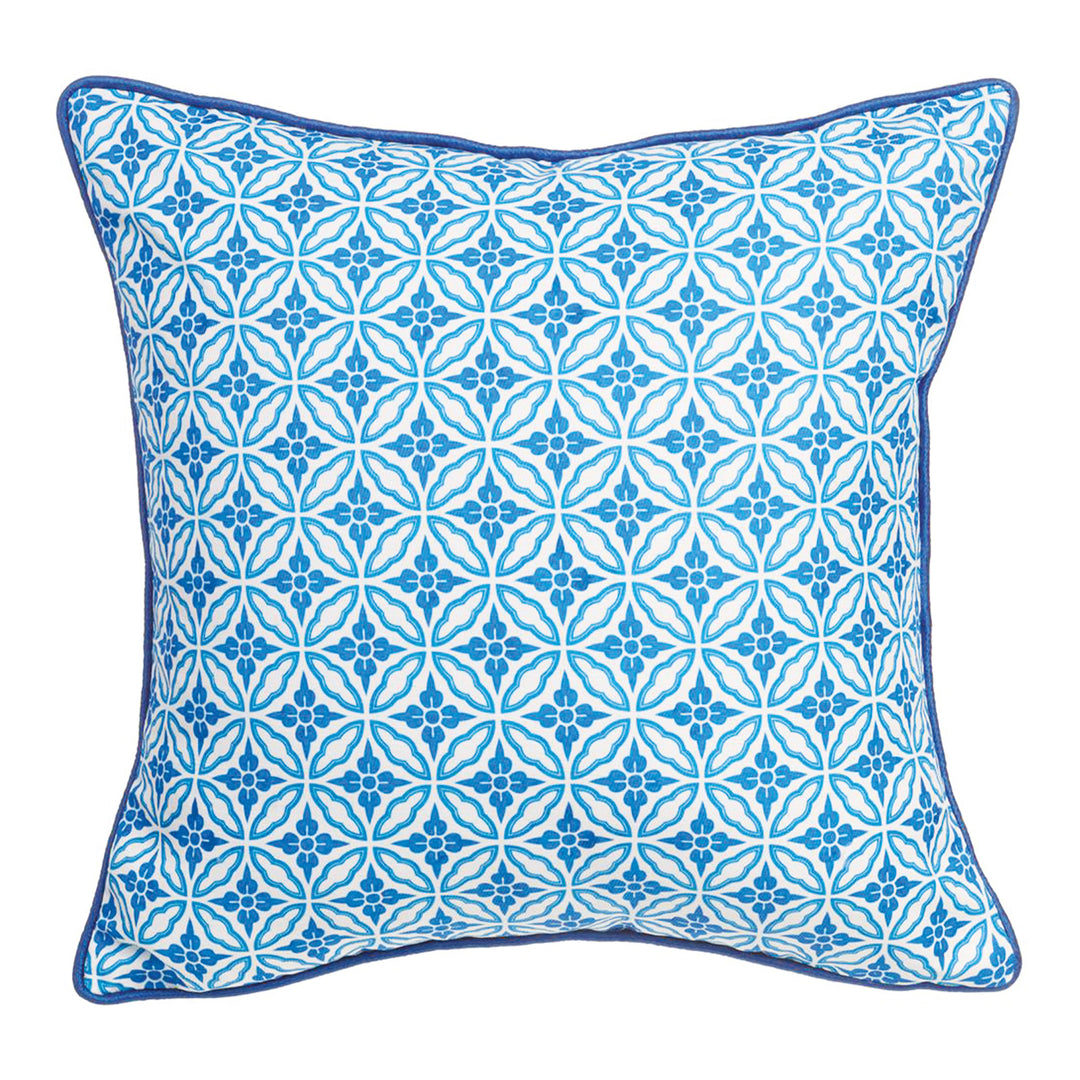 Blue Geo-Dupion Pillow