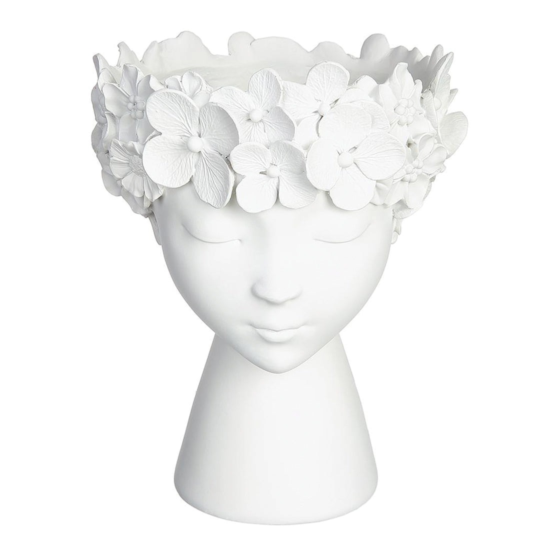 Lady Head Vase with Flower Crown 9 Inches