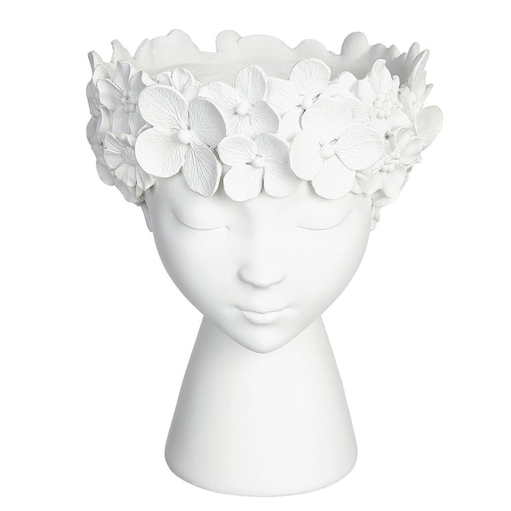 Lady Head Vase with Flower Crown 9 Inches