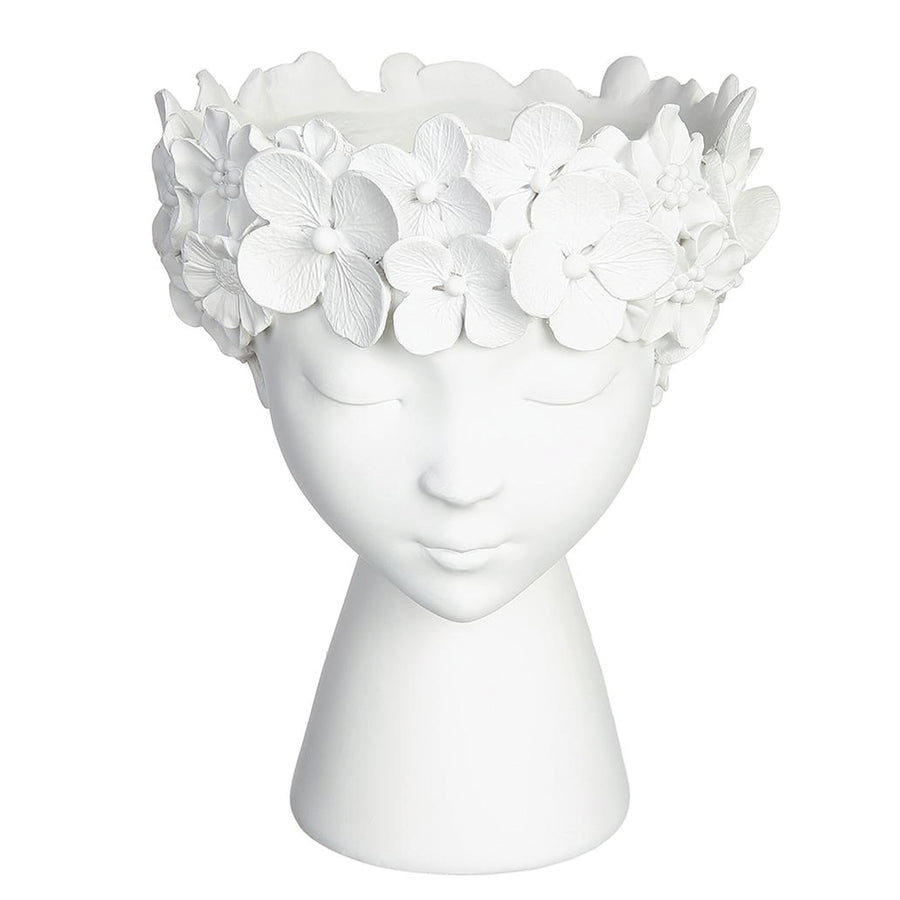 Lady Head Vase with Flower Crown 9 Inches