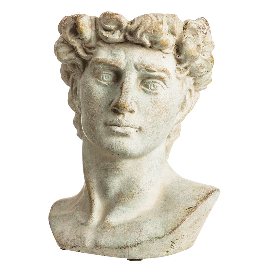 Antique Grey Male Bust Planter