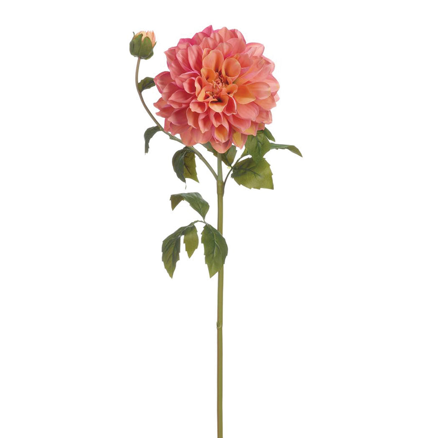 Coral Dahlia Flower & Bud Spray