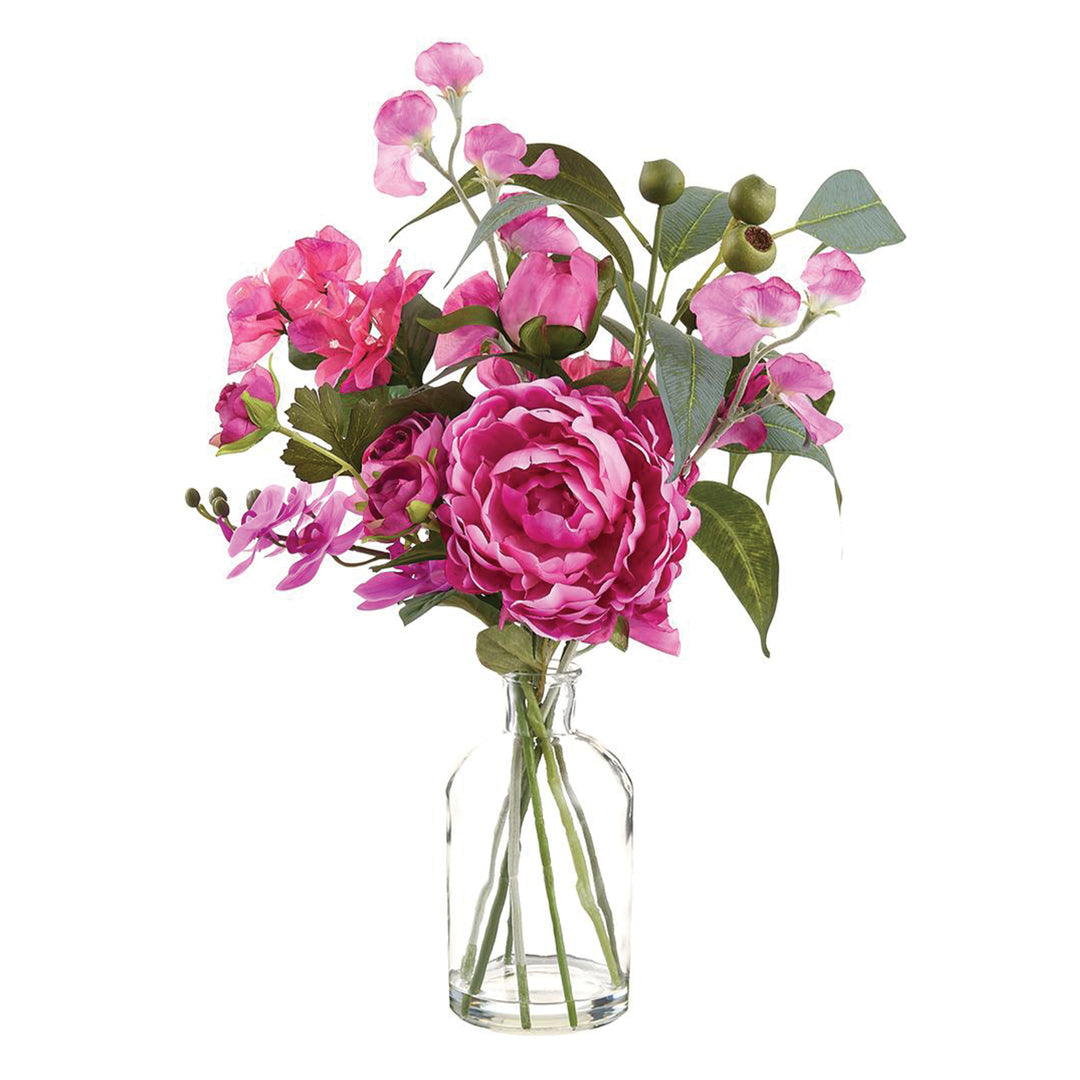 Mixed Pink Florals in Glass Vase