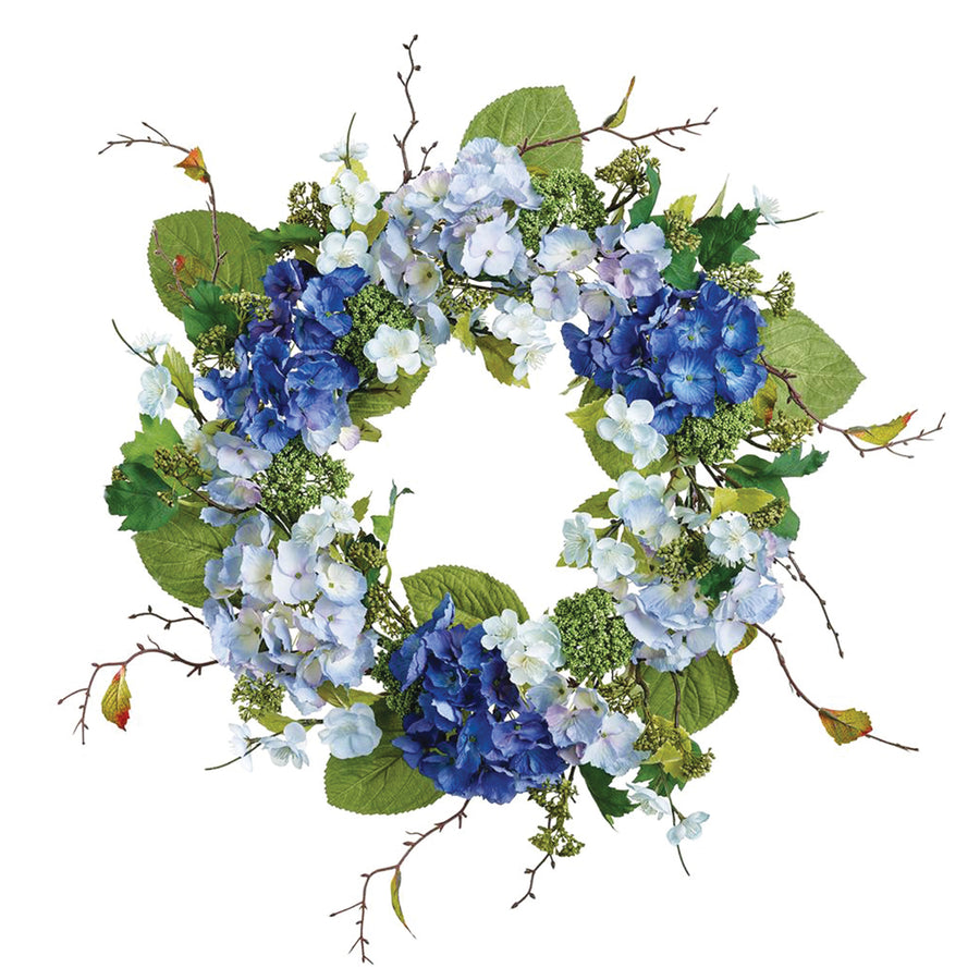 Artificial Two-Tone Blue Hydrangea Wreath