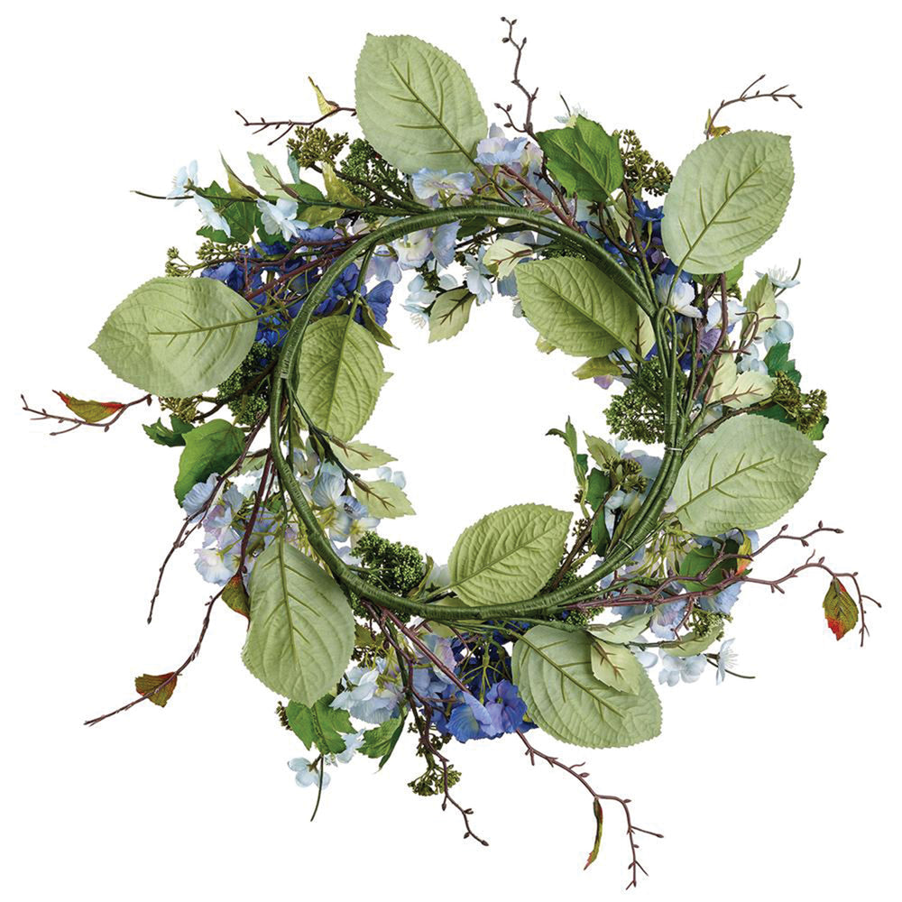 Artificial Two-Tone Blue Hydrangea Wreath