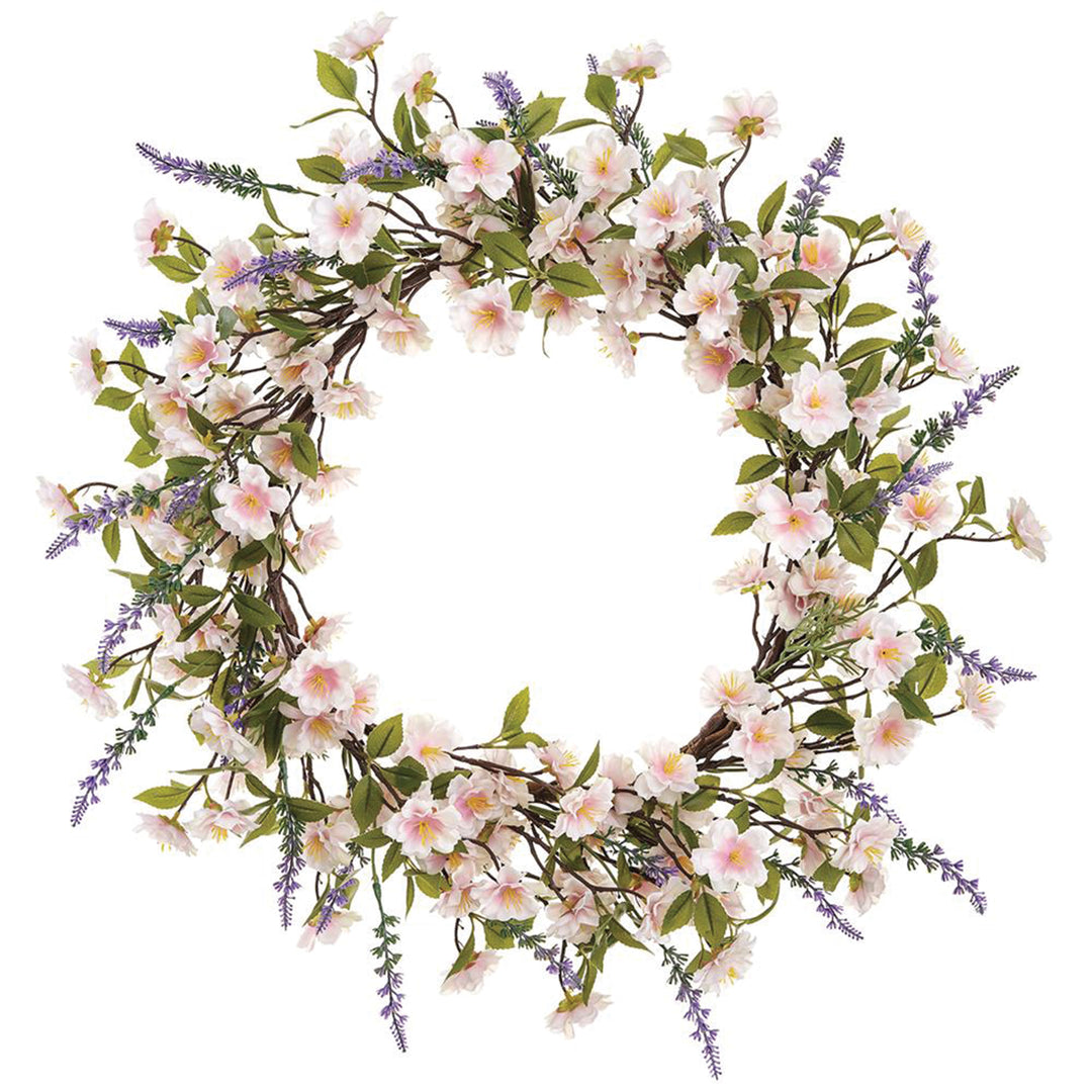 Cherry Blossom & Lavender Floral Collection Wreath