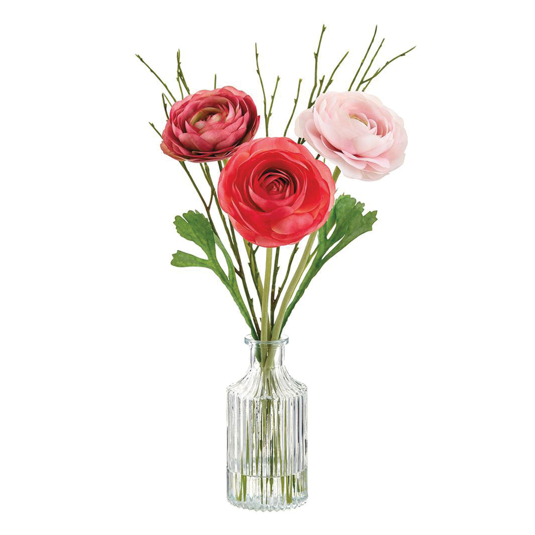 Beauty Pink Ranunculus Florals in Glass Vase