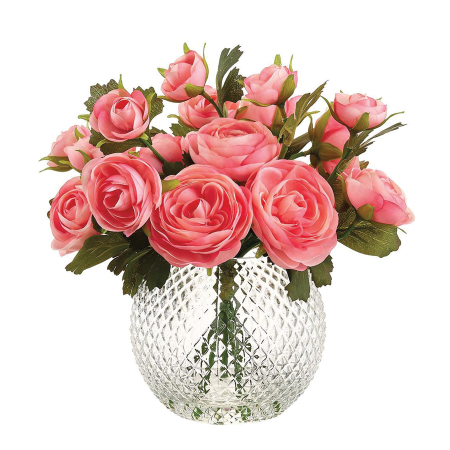 Ranunculus Bouquet in Glass Vase Pink