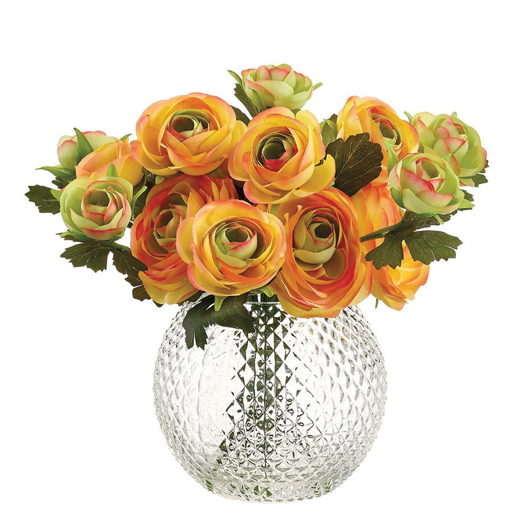 Ranunculus Bouquet in Glass Vase Orange
