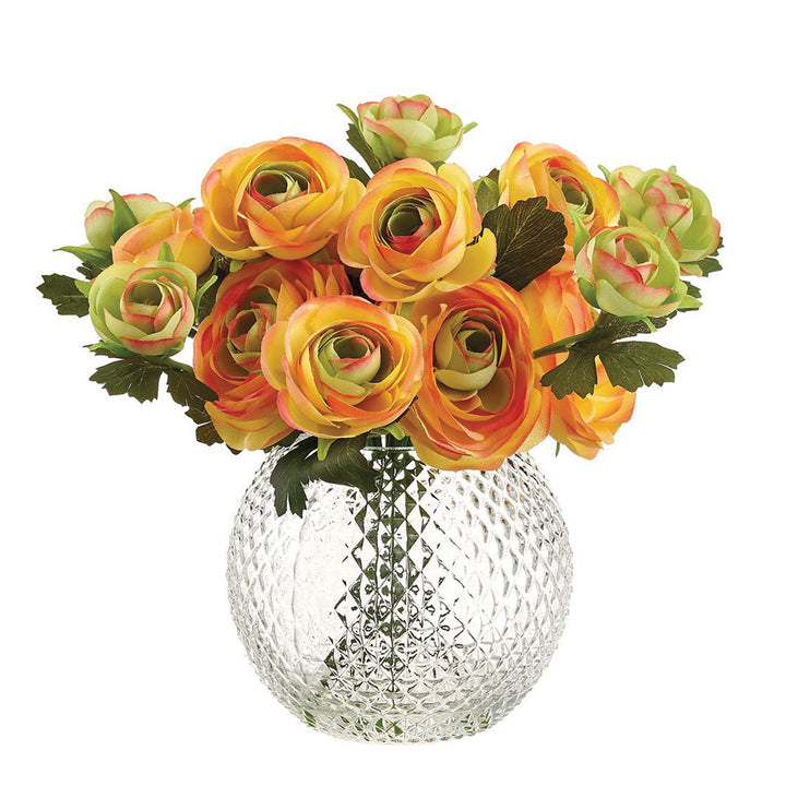 Ranunculus Bouquet in Glass Vase Orange