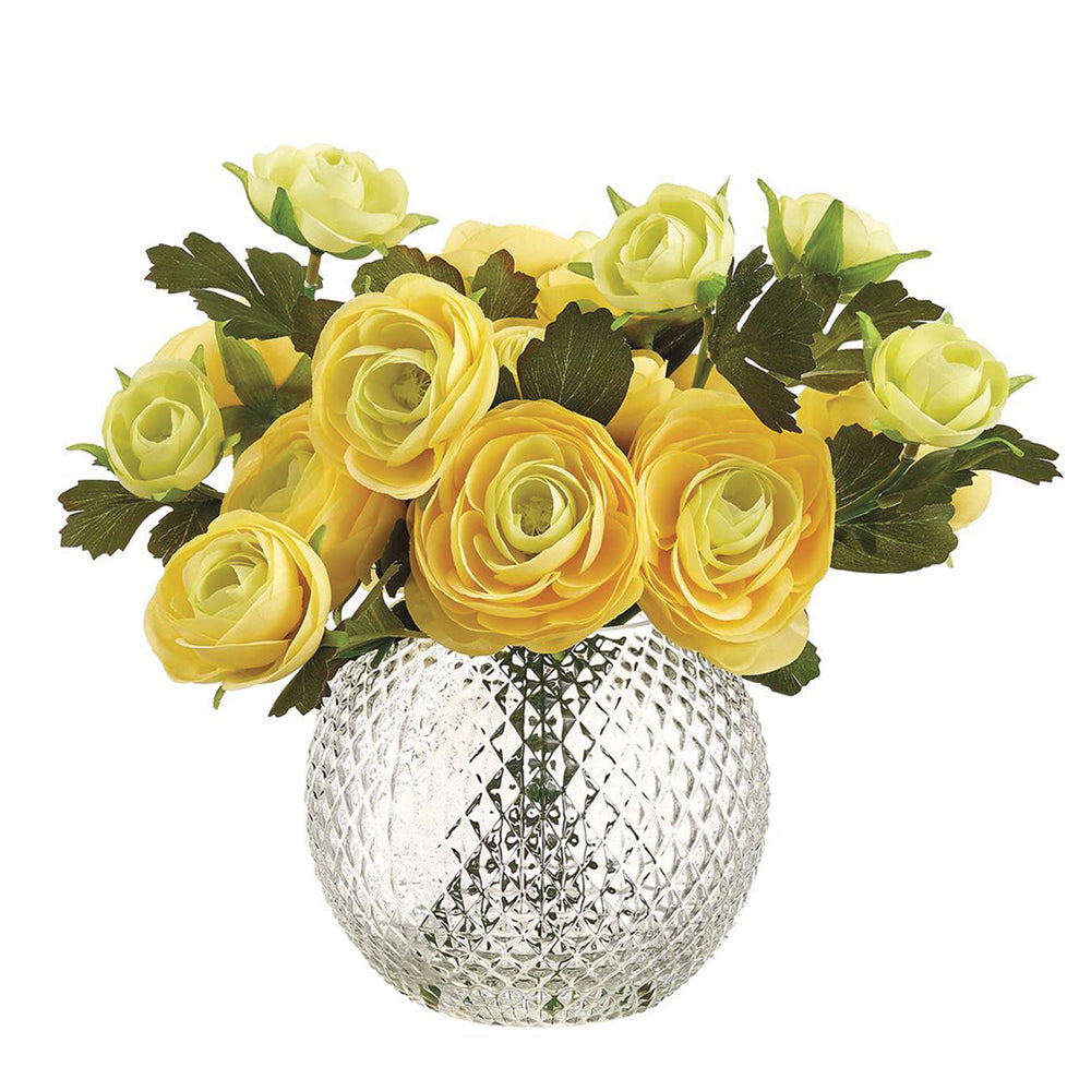 Ranunculus Bouquet in Glass Vase Yellow