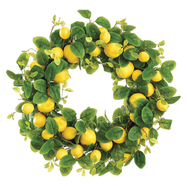 Artificial Lemon Wreath with Wicker Back