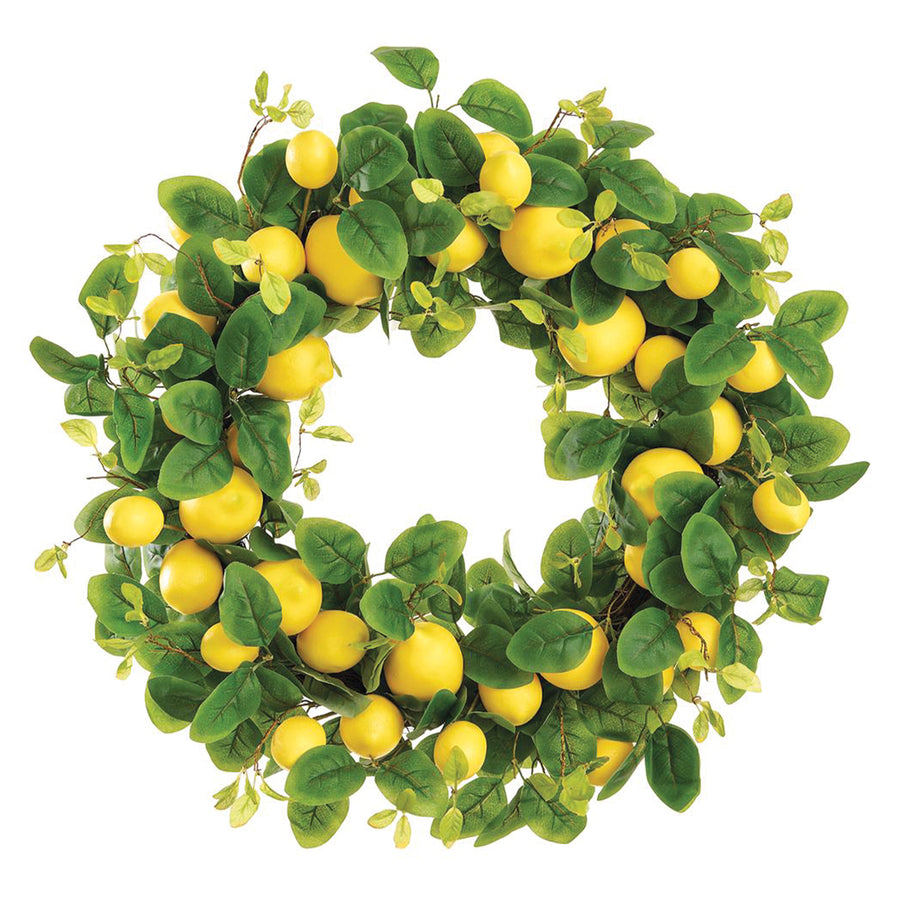 Artificial Lemon Wreath with Wicker Back
