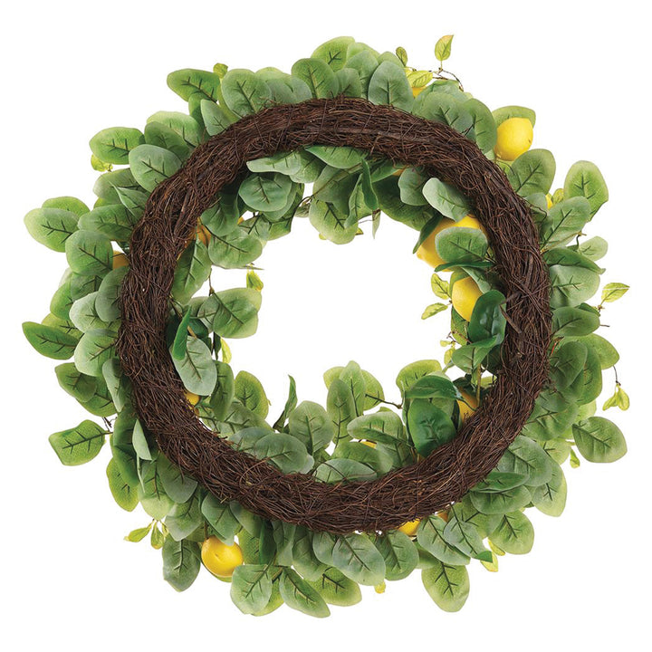 Artificial Lemon Wreath with Wicker Back