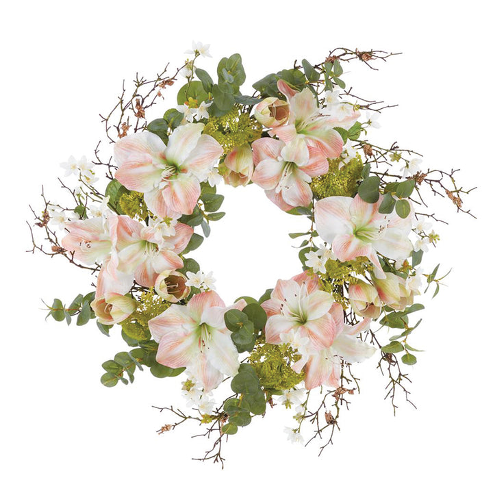 Artificial Amaryllis & Queen Anne's Lace Wreath