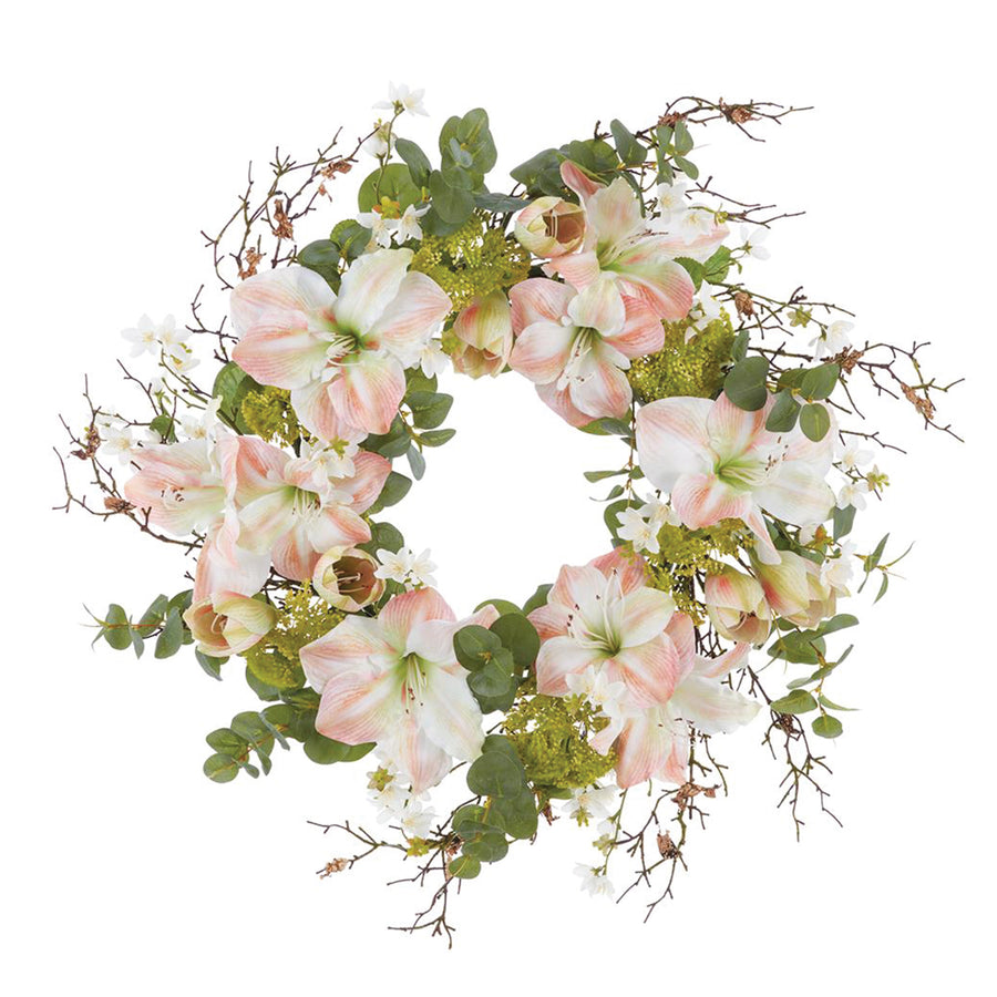 Artificial Amaryllis & Queen Anne's Lace Wreath