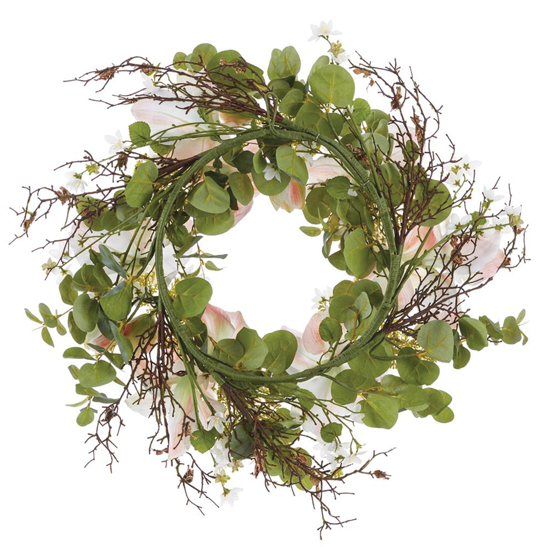 Artificial Amaryllis & Queen Anne's Lace Wreath