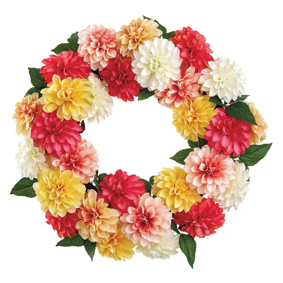 Artificial Mixed Dahlia Wreath