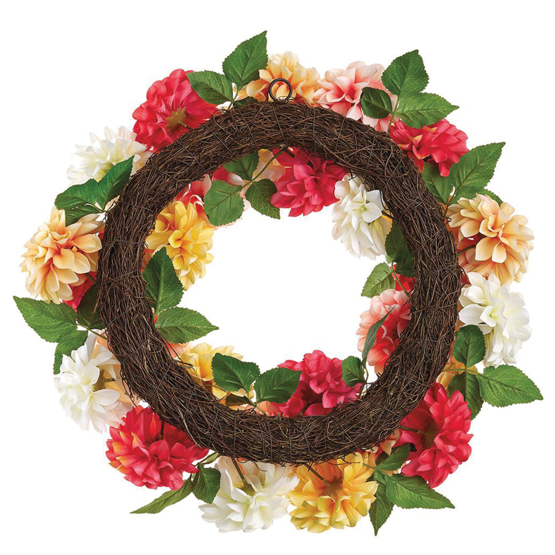 Artificial Mixed Dahlia Wreath