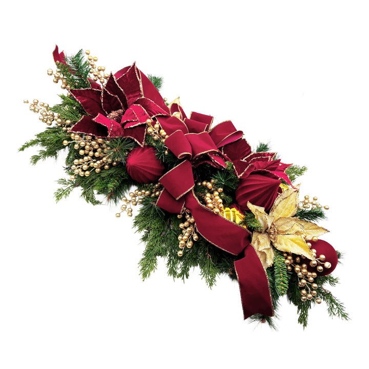 Gasper Burgundy & Gold Holiday Collection 32" Centerpiece