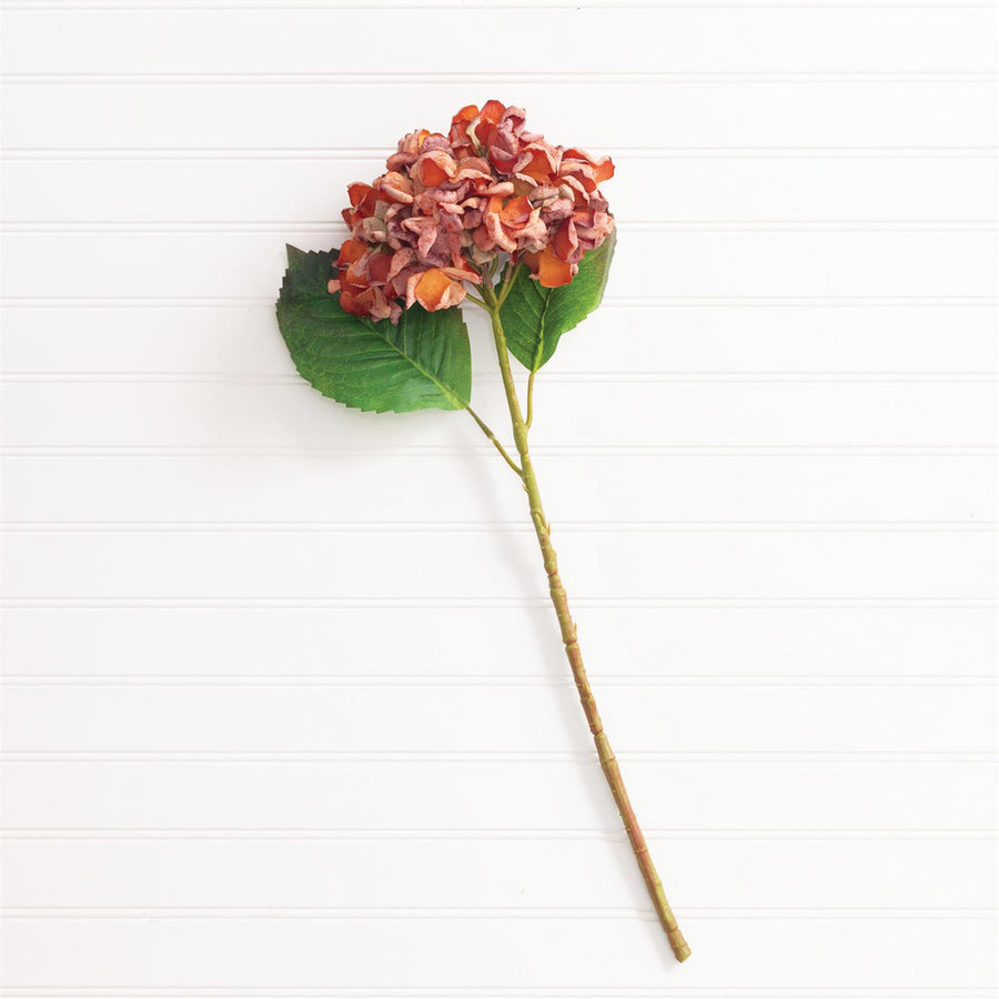 Artificial Soft Touch Hydrangea Spray Orange