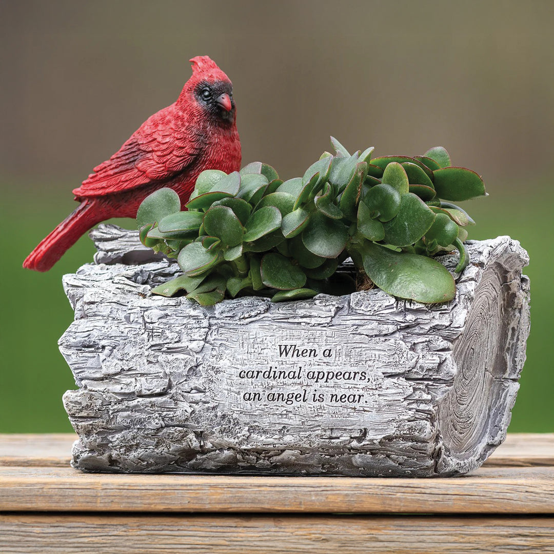 Cardinal Memorial Log Planter