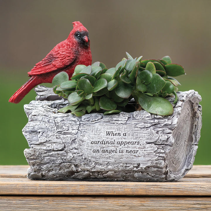 Cardinal Memorial Log Planter