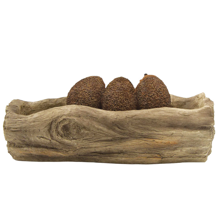 Hedgehog Family Log Planter