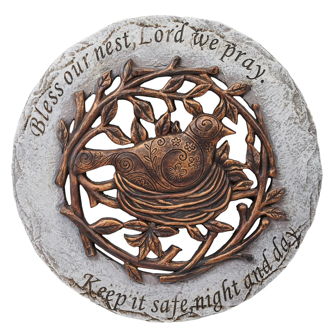 Garden Stepping Stone with Embossed Verse and Bronze Finish Bird