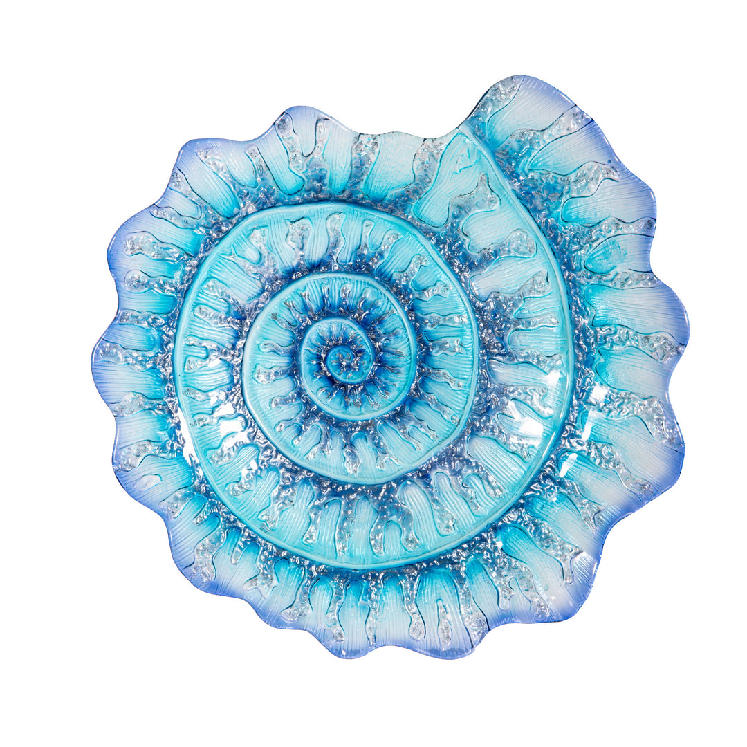 Blue Coastal Shell Bird Bath
